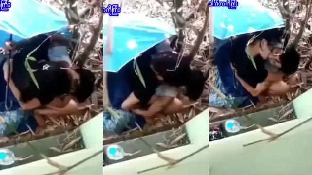 ထီးလေးကွယ်ပြီး ရီးစားလေးကိုကပ်တိုးလေးလိုးနေတဲ့ မြန်မာအတွဲ ချောင်းရိုက်